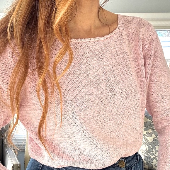 Eileen Fisher Long Sleeve Silk Blend Light Pink Top - Picture 3 of 9